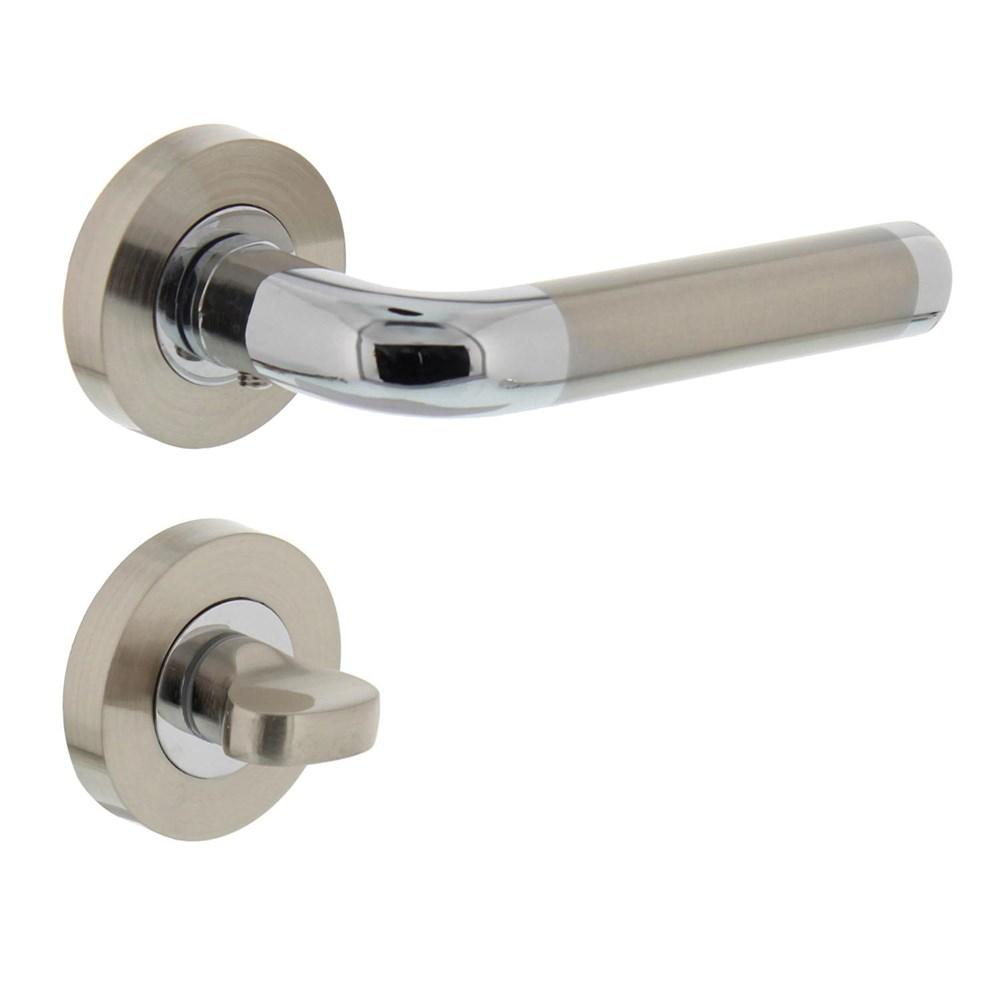 Deurkruk Agatha op rond rozet 7mm nokken met WC8mm chroom/nikkel mat