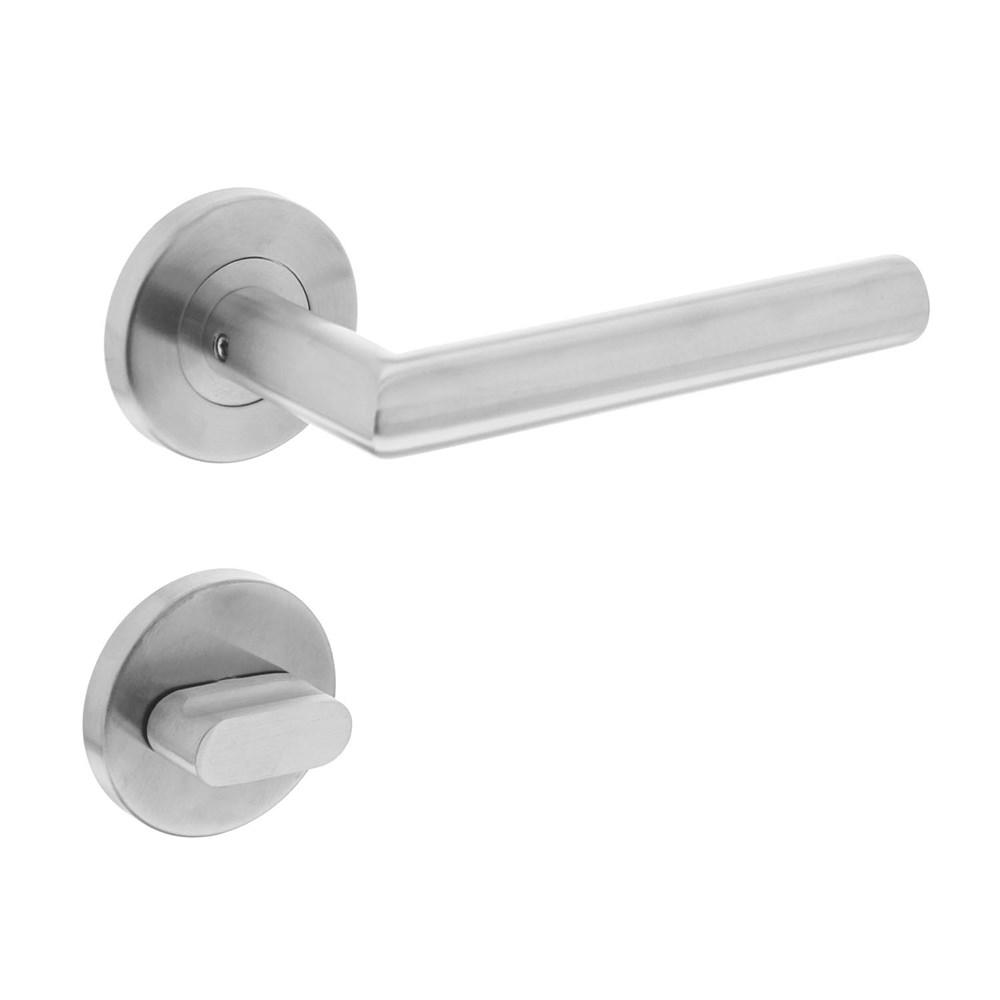 Deurkruk recht Hoek 90°op rond rozet 55mm plus 7mm nokken met WC8mm RVS EN1906/4