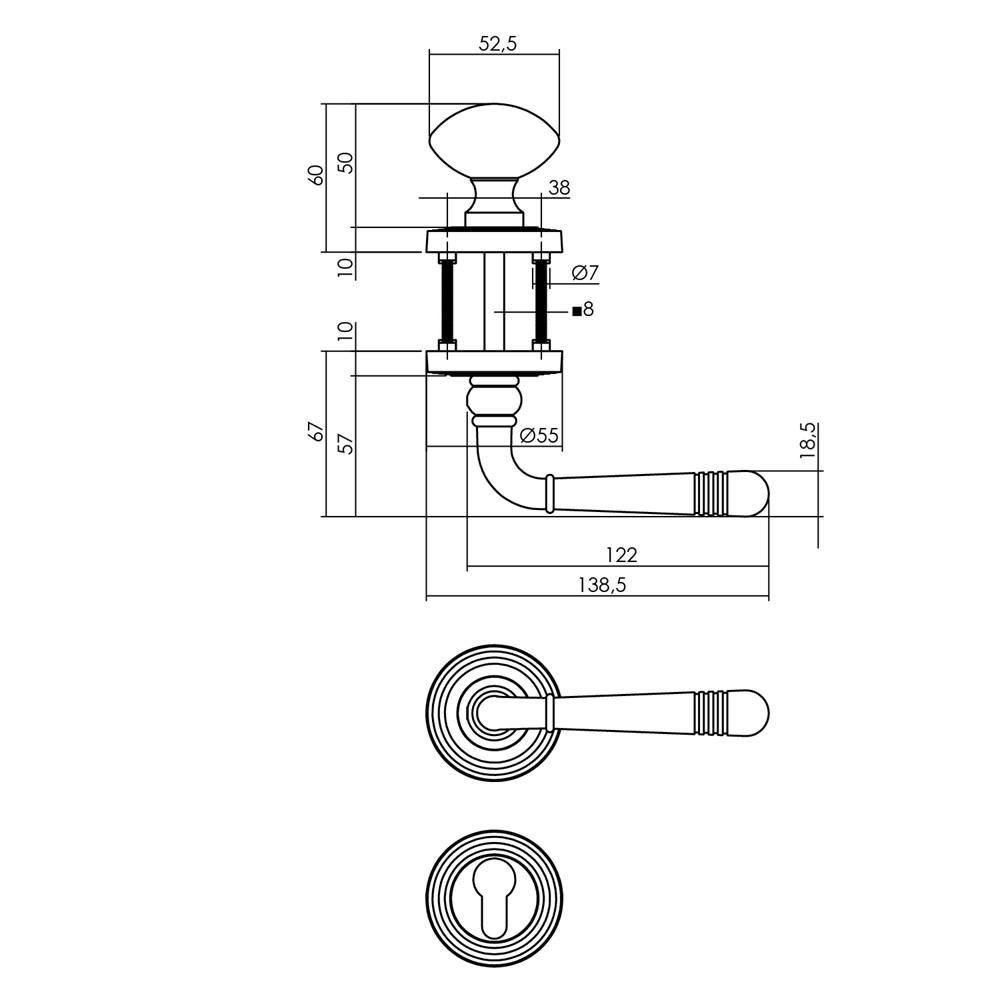 Wisselgarnituur Emily rechts op rozet gebruineerd