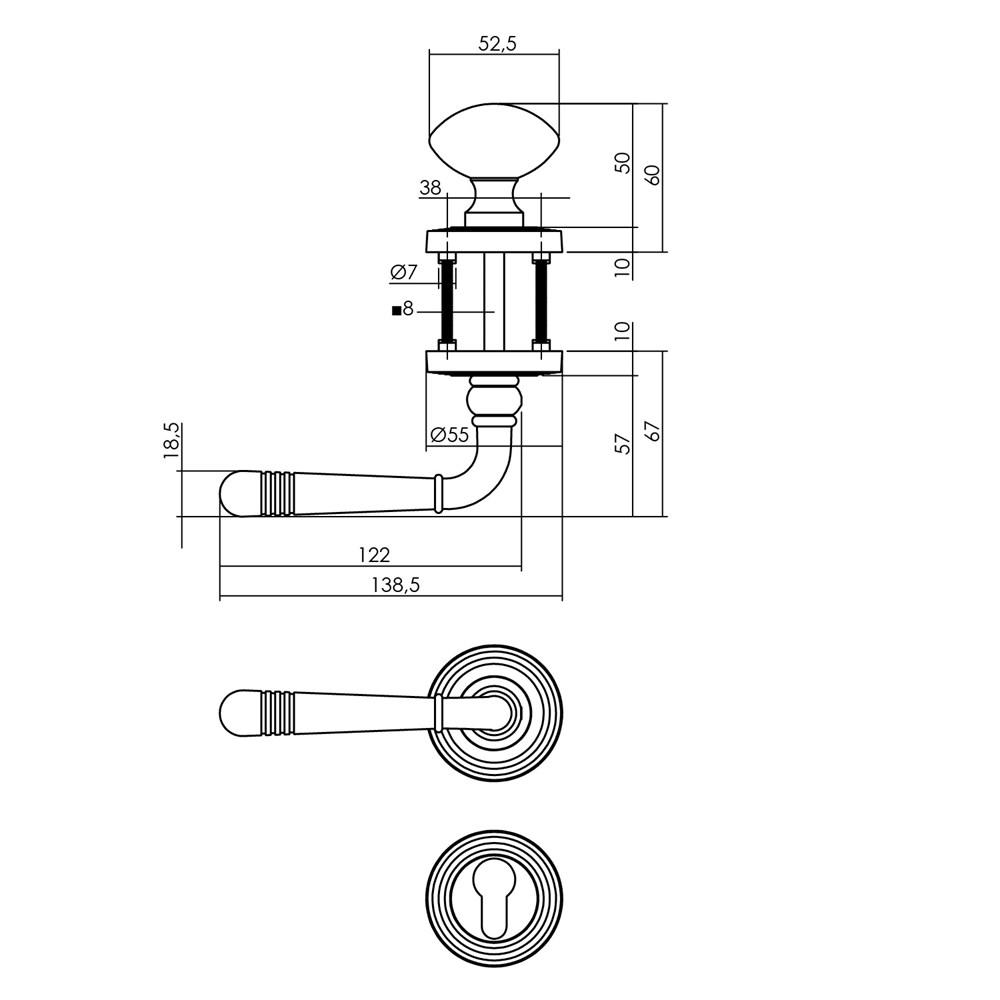 Wisselgarnituur Emily links op rozet gebruineerd
