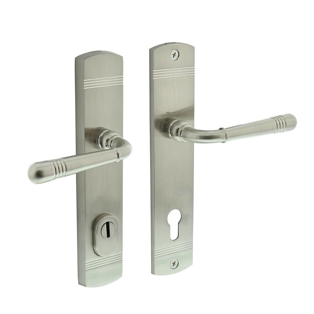 Achterdeurbeslag Emily kruk/kruk profielcilindergat 92mm met kerntrekbeveiliging nikkel mat