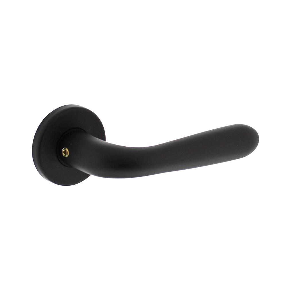 Deurkruk Merredin met rozet ø50x7mm + 7mm nokken alu./zwart