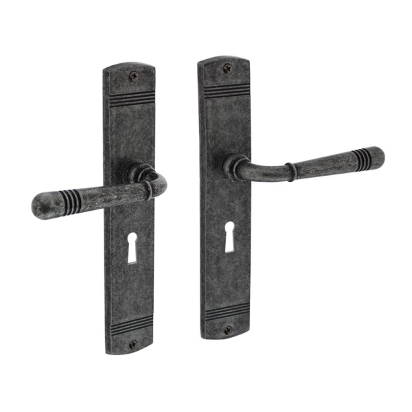 Deurkruk Emily op schild SL56 oud grijs