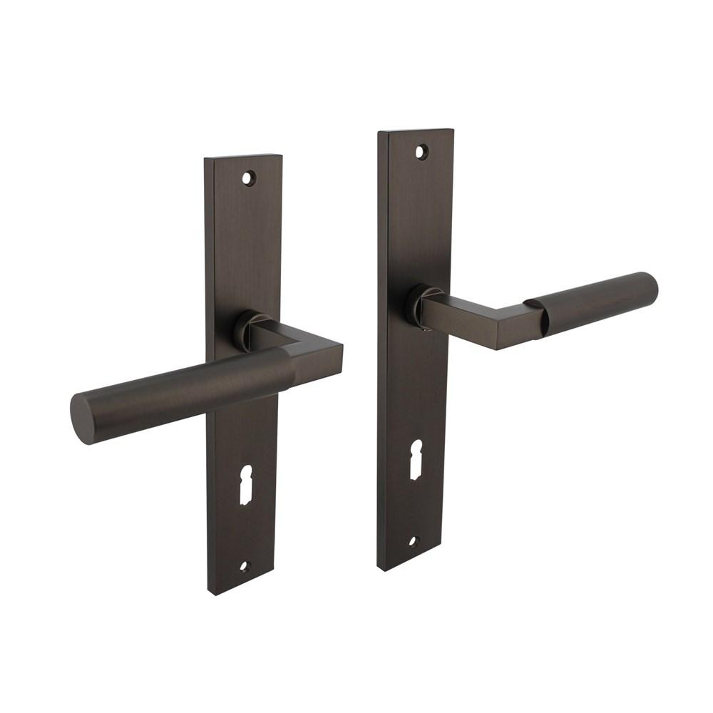 Deurkruk Baustil op langschild 245x45mm sleutelgat 78mm antraciet-grijs