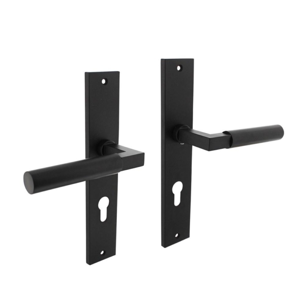 Deurkruk Baustil op langschild 245x45mm profielcilindergat 72mm mat zwart