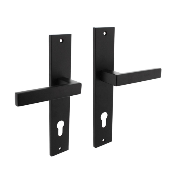 Deurkruk Hera op langschild 245x45mm profielcilindergat 78mm mat zwart