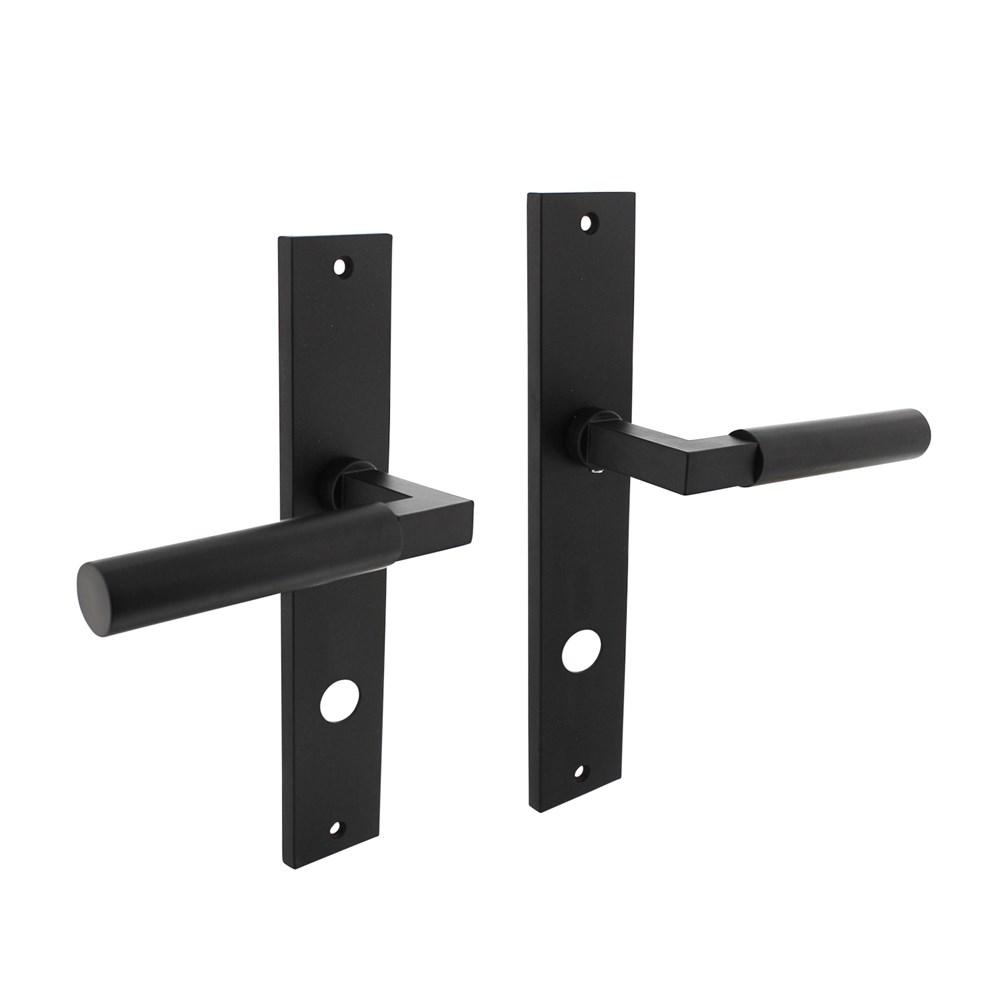 Deurkruk Baustil op langschild 245x45mm rondcilindergat 78mm mat zwart