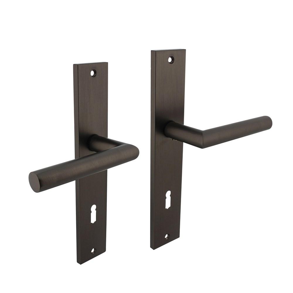 Deurkruk Bastian op langschild 245x45mm sleutelgat 78mm antraciet-grijs