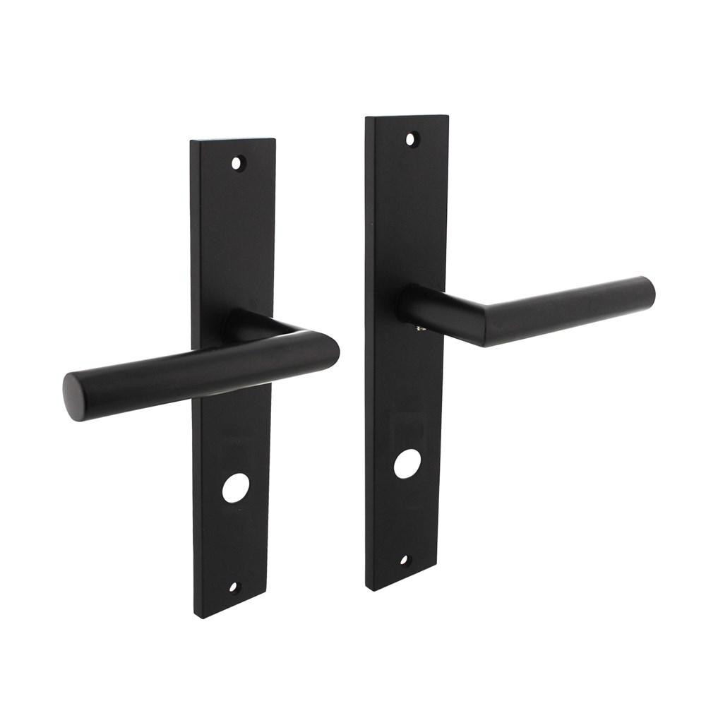 Deurkruk Bastian op langschild 245x45mm rondcilindergat 78mm mat zwart