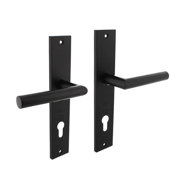 Deurkruk Bastian op langschild 245x45mm profielcilindergat 78mm mat zwart