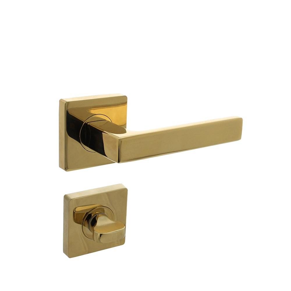 Deurkruk Hera op vierkante rozet met nokken 55x55x10mm en WC7mm PVD messingkleur