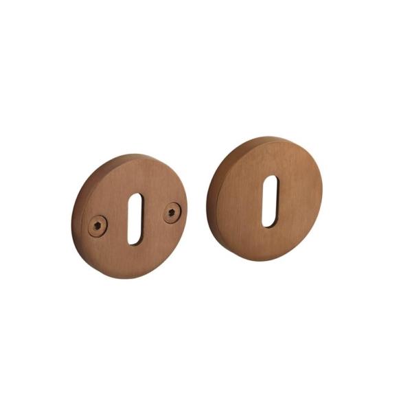 Sleutelrozetten éénzijdig verdekt ø55x8mm met nokken ø8mm PVD koper mat