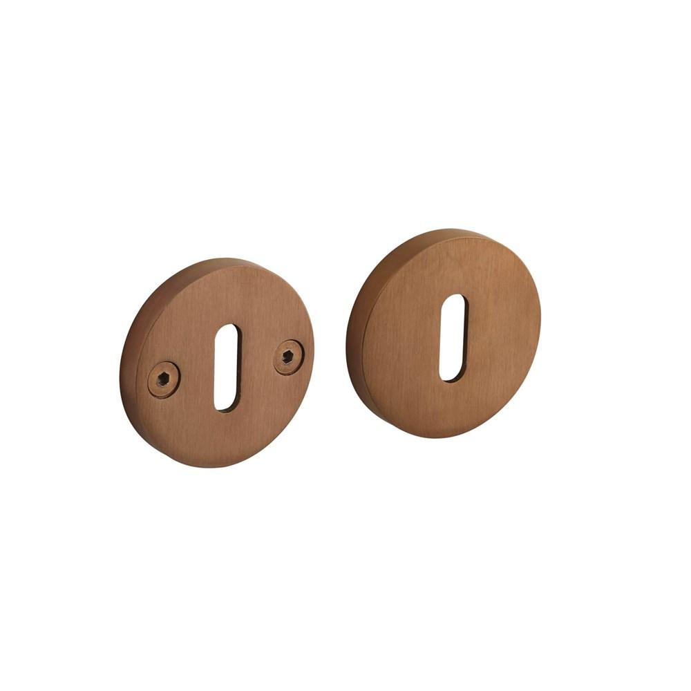 Sleutelrozetten éénzijdig verdekt ø55x8mm met nokken ø8mm PVD koper mat