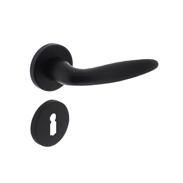 Deurkruk Sigaar op rozet verdekt ø49x7mm en sleutelrozetten zwart