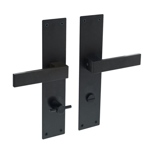 Deurkruk Amsterdam met schild rechthoekig 250x55x2mm wc 78/8mm structuur zwart