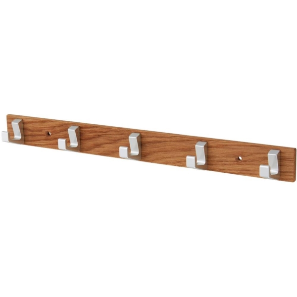 Handdoekrek 5-haaks hout - aluminium