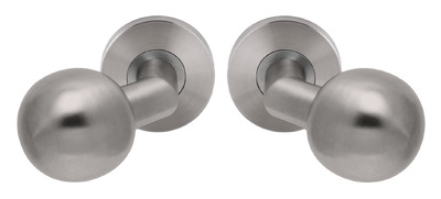 PF Paar gekropte bolknop vast op rozet rvs mat