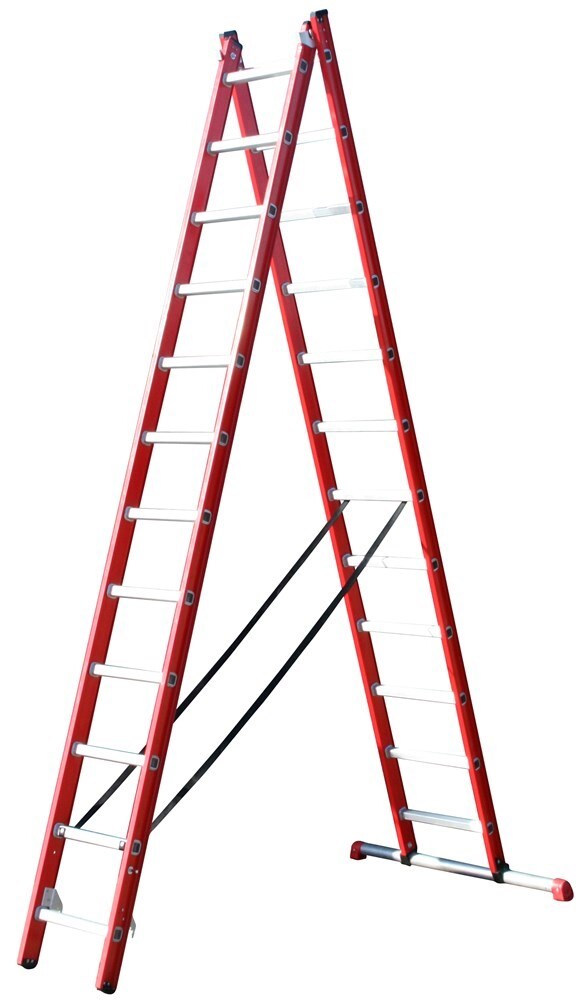 4tecx Reformladder 2-delig aluminium 2 x 12 met stalen balk