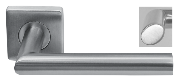 Deurklink Nexus rvs basis op vierkant rozet geveerd