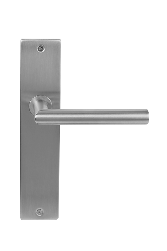 Deurklink Uno rvs basis op langschild