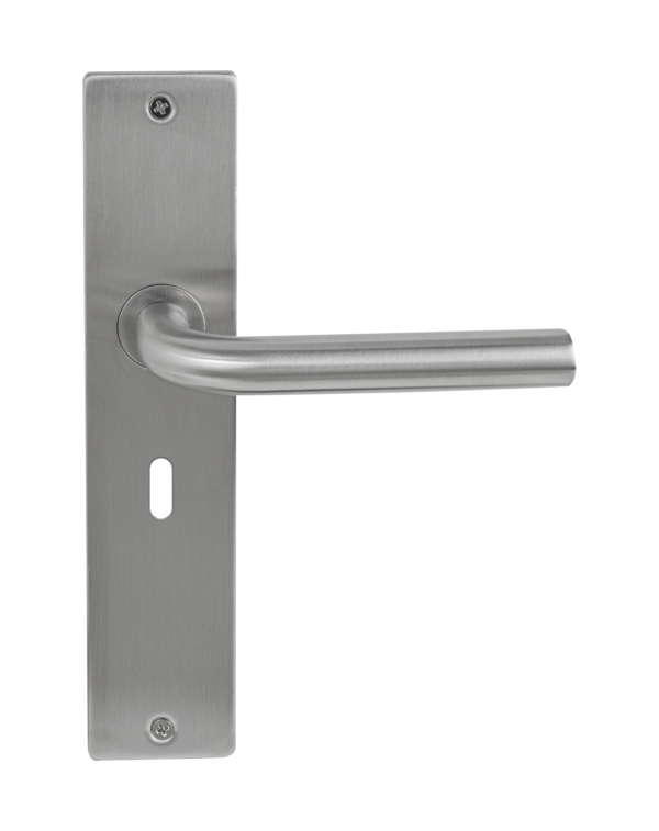 Deurklink Trevo rvs basis op langschild sleutelgat 56mm