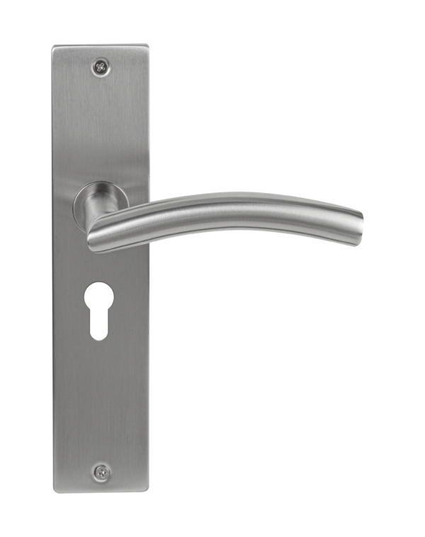 Deurklink Duo rvs basis op langschild PC55