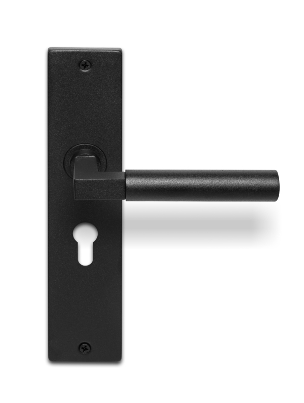 Deurklink Nova massief zwart op langschild PC55