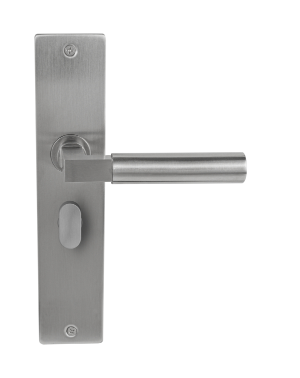 Deurklink Nova massief op langschild vrij- en bezet 63mm