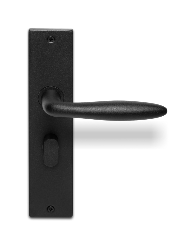 Deurklink Luno massief zwart op langschild vrij- en bezet 63mm