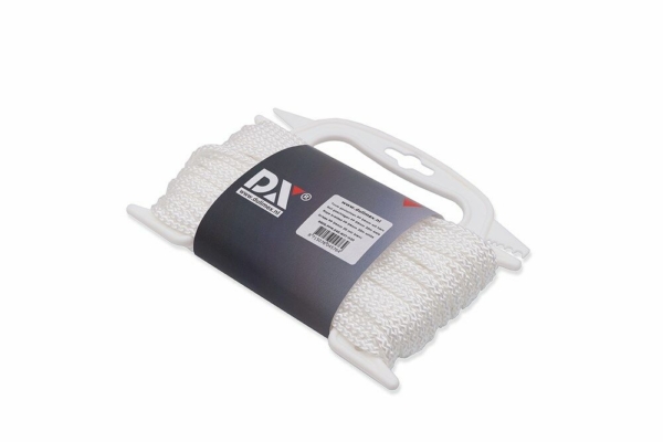 Touw gevlochten PP 06mm wit 20 mtr